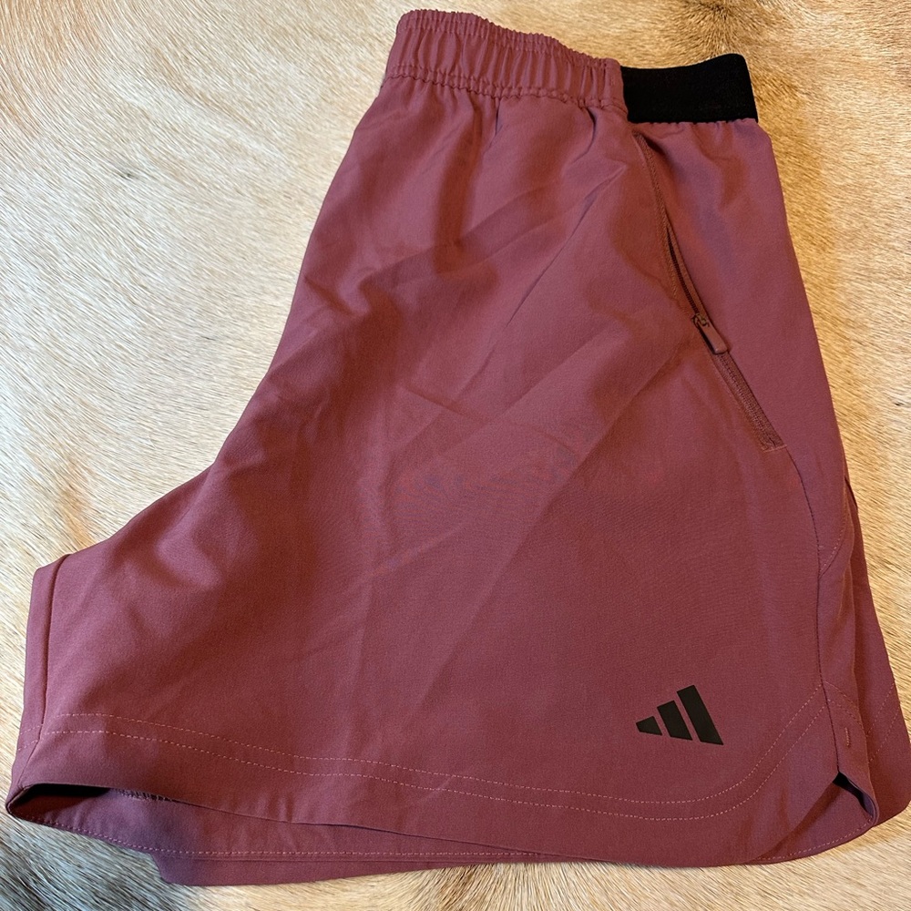 Adidas Men's Mauve Athletic Shorts with Black Logo